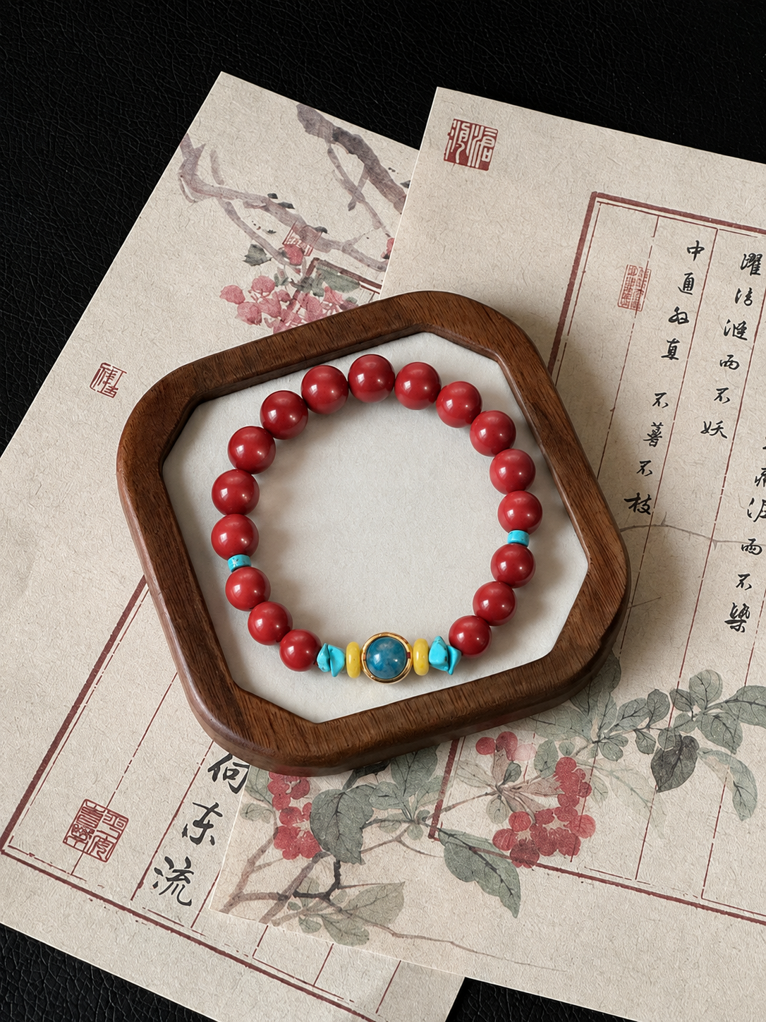 红朱砂多宝手串