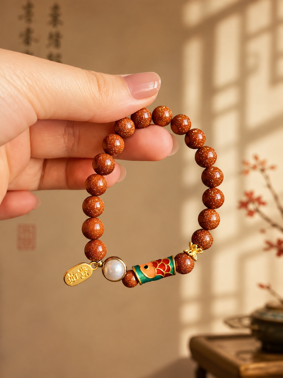 锦鲤跃金手串